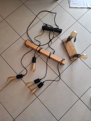 Lampadario legno e metallo