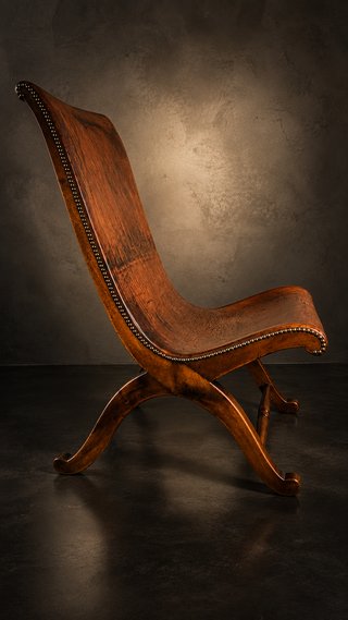 Sillón Colonial Antiguo Cuero y Madera