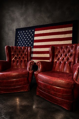 Pareja Sillones Chesterfield Orejeros Piel Roja