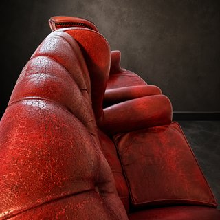 Pareja Sillones Chesterfield Orejeros Piel Roja