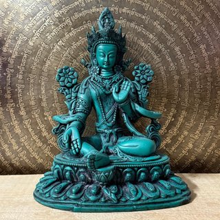 FIGURA BUDA TARA VERDE. COLOR TURQUESA