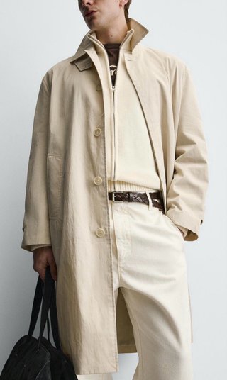 Gabardina Zara Beige Talla M Hombre