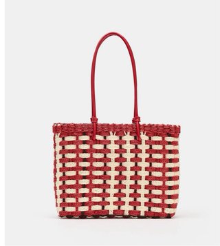 Bolso Zara tejido rojo y blanco