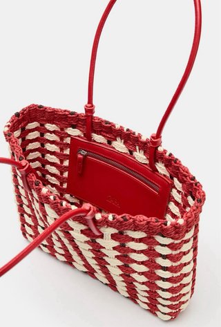 Bolso Zara tejido rojo y blanco