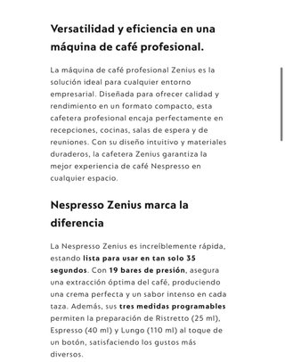 Cafetera Nespresso Zenius Automática