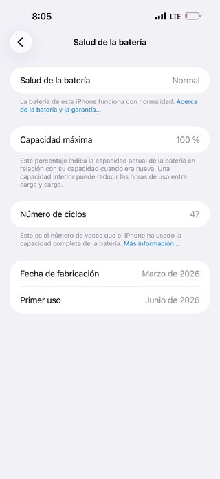 iPhone 17 Pro Max - Salud Batería 100%