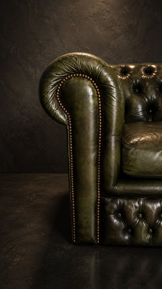 Sofá Chesterfield Piel Verde Oliva 2 Plazas