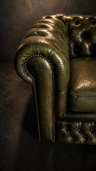 Sofá Chesterfield Piel Verde Oliva 2 Plazas