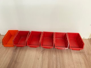 6 Cajas Organizadoras Apilables Rojas y Naranja