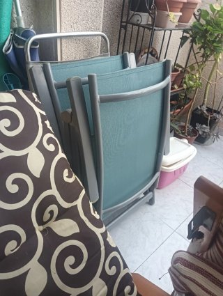 Silla plegable exterior azul reclinable