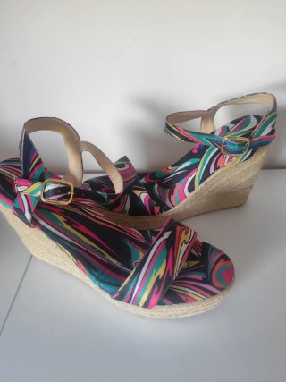 Sandalias de cuña verano multicolor