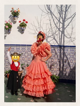 Vestido Gitana Niña Salmón Volantes