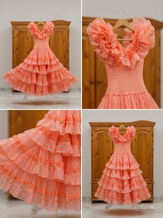 Vestido Gitana Niña Salmón Volantes