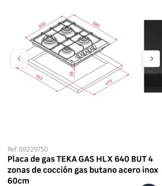 Placa de gas Teka 4 fuegos
