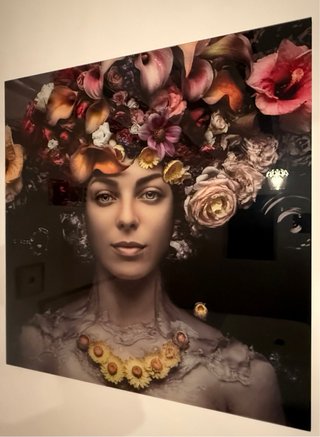 Cuadro de cristal con flores