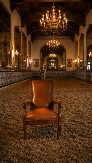 Sillón antiguo piel y madera S.XIX