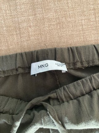 Pantalones Mango Lino Verde Caqui
