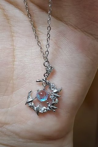 Collar Luna Aves Piedra Lunar Plata