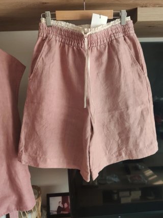 Conjunto Zara Chaleco y Shorts Rosa lino
