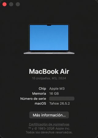 MacBook Air 15” M3 16GB/512GB Plata