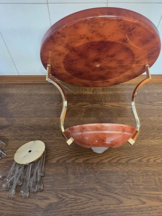 Lámpara de techo madera, metal y cristal