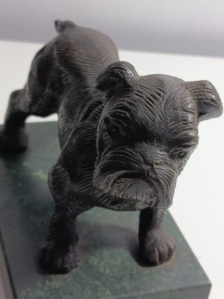 Escultura perro bulldog bronce antigua