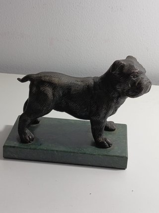 Escultura perro bulldog bronce antigua