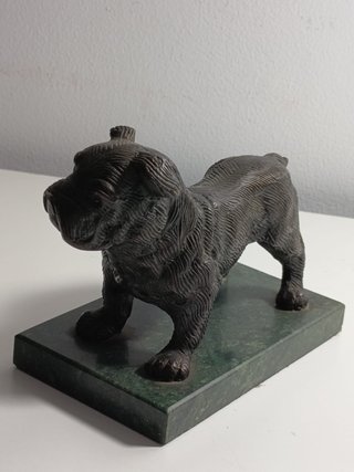 Escultura perro bulldog bronce antigua