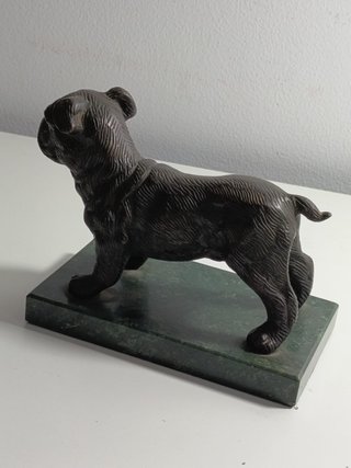Escultura perro bulldog bronce antigua