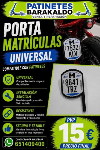 Porta Matrículas Universal Patinetes Eléctricos