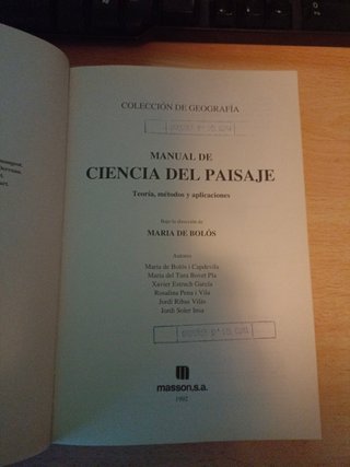 Manual de ciencia del paisaje. Teoria, metodos ...