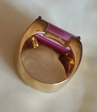 Anello Oro 18 KT con Pietra Rosa