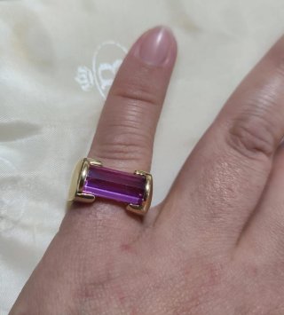 Anello Oro 18 KT con Pietra Rosa