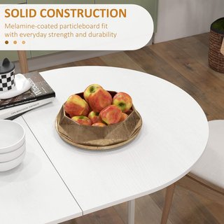 Mesa de Comedor Plegable, 163X80 cm Escritorio Plegable Ahorra Espacio Con 2 Alas Ovaladas para 6 Personas, Mesa de Cocina con Alas, Ideal para Sala de Estar, Casa, Oficina, Blanca