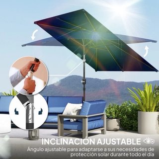 Sombrilla rectangular azul para exterior