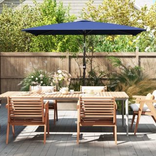 Sombrilla rectangular azul para exterior