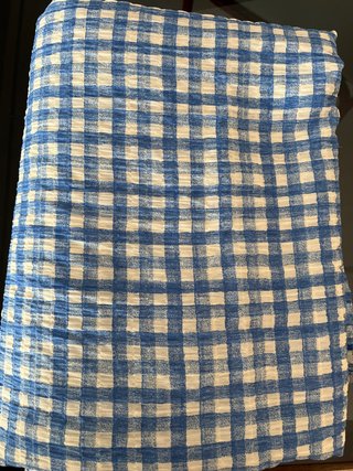 Tela de vichy cuadros azul y blanco