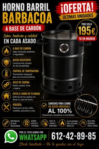 Horno Barbacoa Barril Carbón