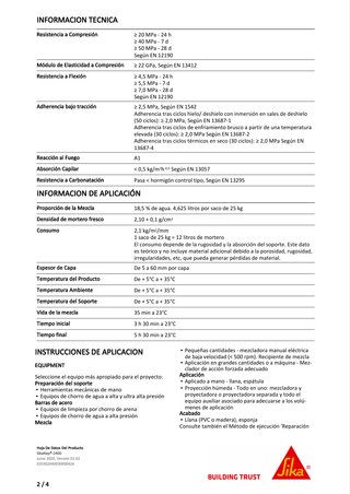 15 sacos SikaRep 2400 Mortero Reparación 25 kg.