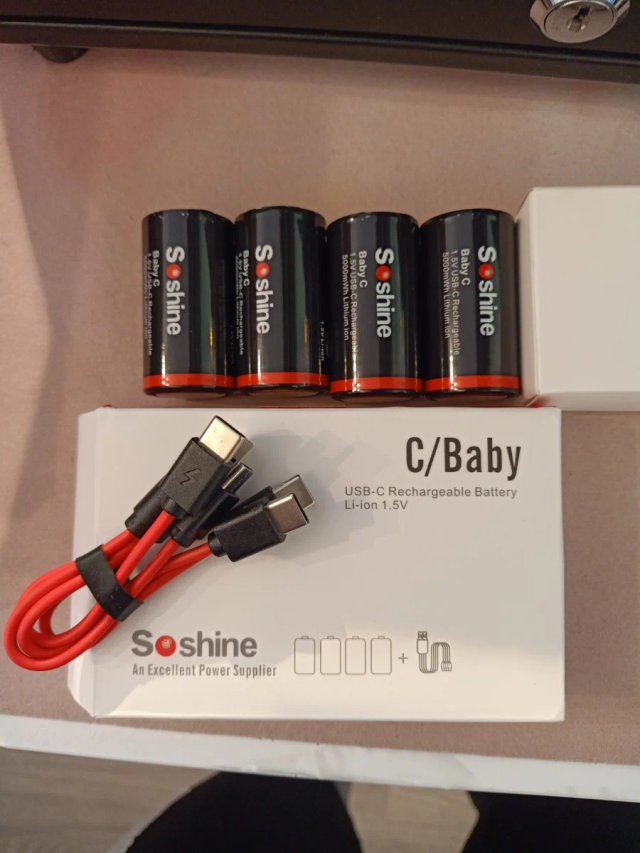 4 Pilas Soshine Baby C Recargables USB-C