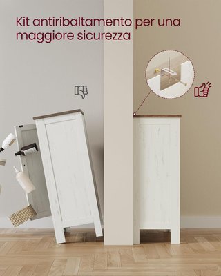 Colección LIRY - Mueble de Baño Estilo Farmhouse, Mueble con 4 Cajones, Puertas Estilo Granero, Estante Regulable, Blanco Vintage BBK753W01