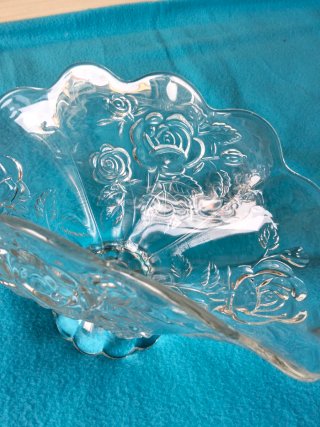 Centro de mesa cristal frutero años 70