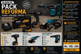 Alquiler Pack Reforma: Taladro, Amoladora, Martill