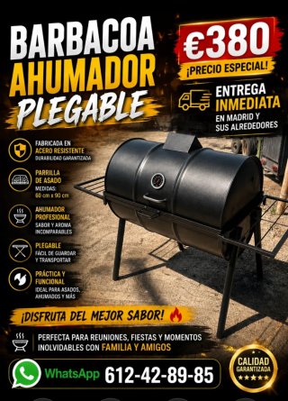 Barbacoa Ahumador Plegable Metal Negra
