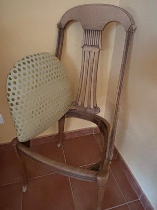 Mesa extensible madera maciza y 6 sillas