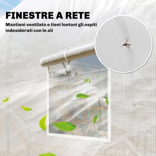 Invernadero para Huerto Con 6 Ventanas y Puerta Enrollable, Invernadero de Jardín en Forma de Túnel, Invernadero para Plantas Con Estructura de Metal y Tela de Polietileno, 3.5X2X2M, Blanco