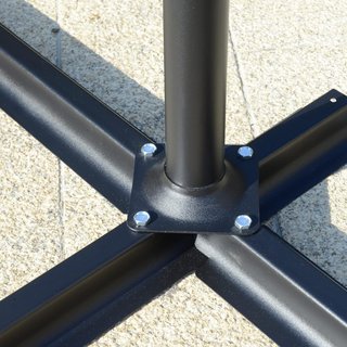 Sombrilla de Jardín 2.7X2.7M con Techo Regulable, Base Cruzada, Ventilaciones, Manivela, Sombrilla Descentrada Inclinable de Metal y Poliéster, para Patio Terraza