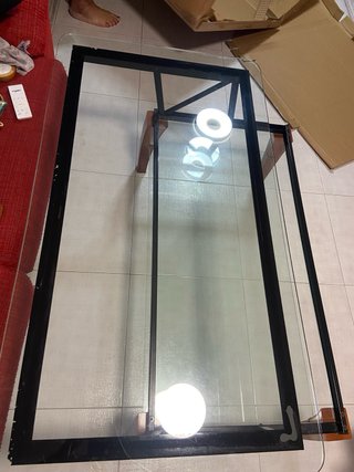 Mesa de centro cristal y madera