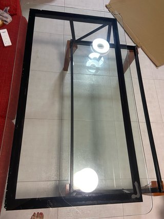 Mesa de centro cristal y madera