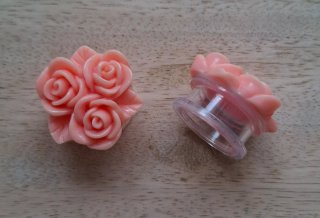 Pendientes dilatación túnel rosas coral 20mm